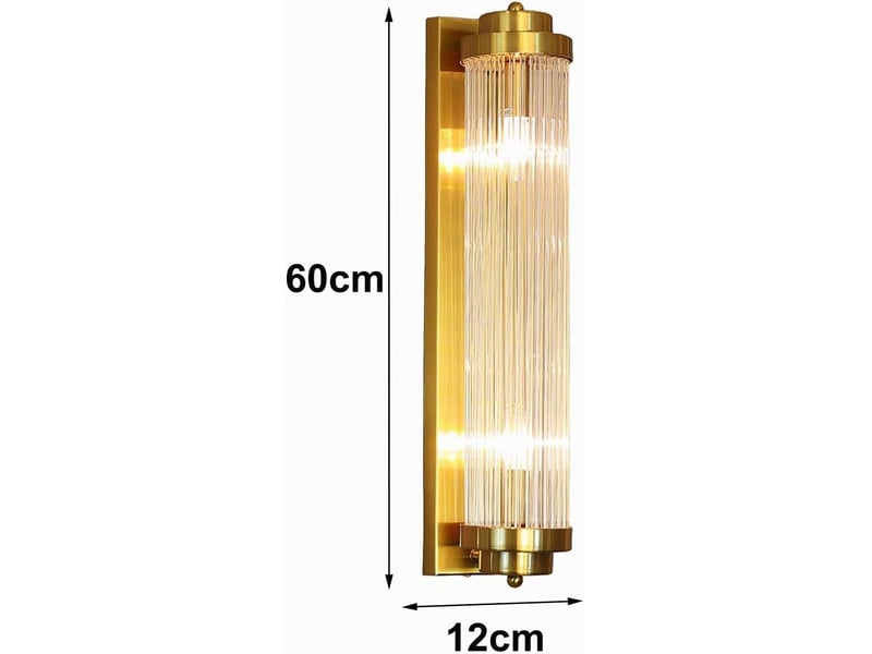  Applique murale en verre cristal 60×12 cm dorée avec abat-jour torsadé rotatif  - Conforama A