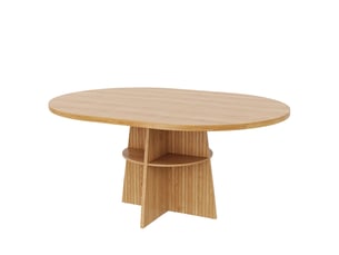 Table à manger extensible 110-150x110x77,5 cm, ronde à ovale, 2-8 personnes, plateau mdf, rangement intégré, gain de place - naturel