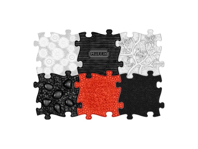  Tapis sensoriel muffik ensemble bébé noir et blanc - 6 pièces, black  and  white MFK-023-03 - Conforama A