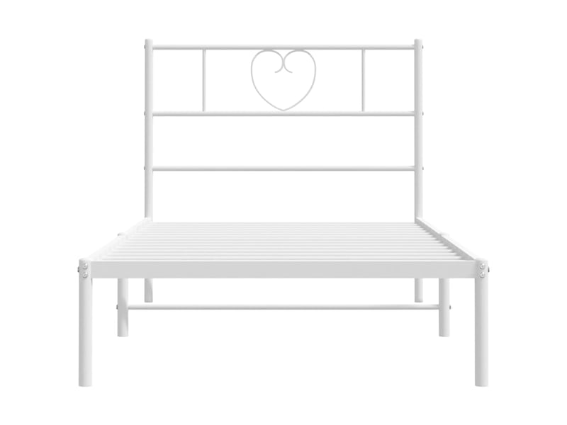  Lit simple- lit adulte -  cadre de lit métal sans matelas avec tête de lit blanc 80x200cm  - Conforama C