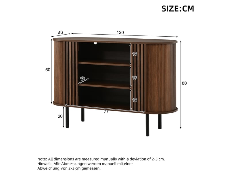  Buffet 120x40x80 cm finition noyer avec 3 niches ouvertes  - Conforama C