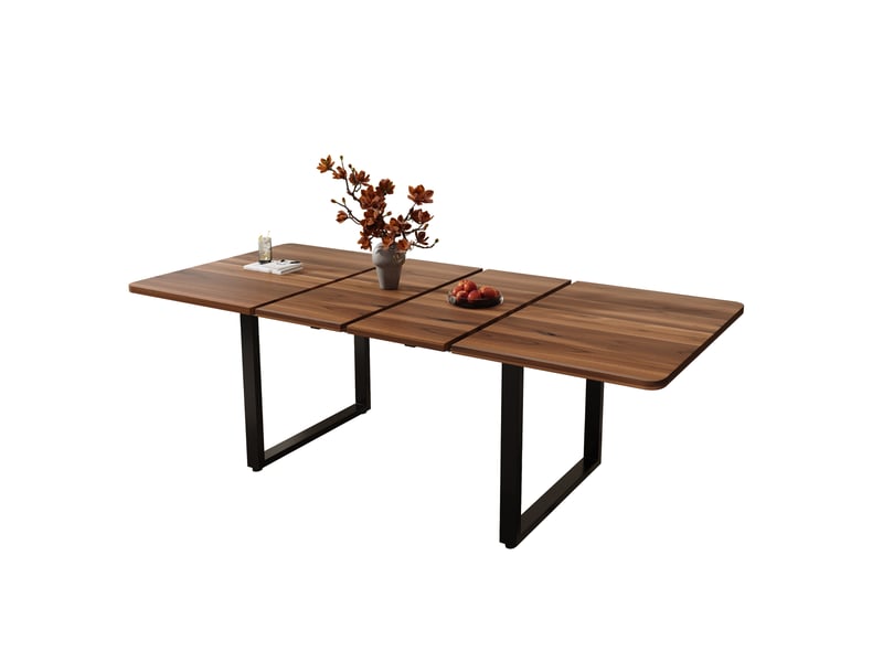  Table à manger extensible 140180220x80x75 cm en mdf couleur bois foncé et noir, design industriel, design moderne  - Conforama A