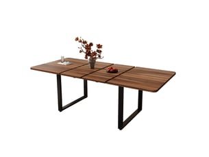 Table à manger extensible 140180220x80x75 cm en mdf couleur bois foncé et noir, design industriel, design moderne