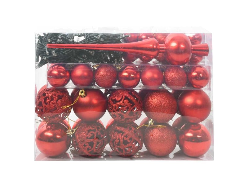  Ensemble de boules de noël 61 pcs 150 led blanc chaud ø 6 cm  - Conforama C