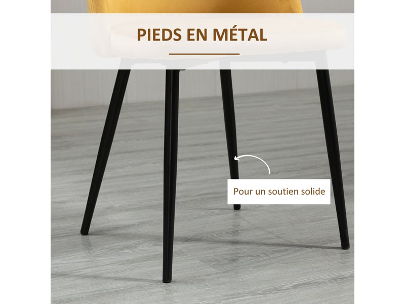 Lot de 4 chaises salle à manger chaise de cuisine scandinave chaise en velours rembourrée avec pieds effilés en métal, salle à manger, pour salon, multicolore - Conforama R