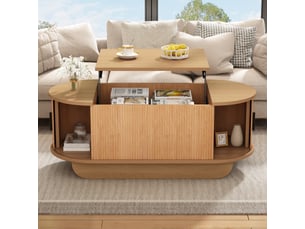 Table basse ovale coloris bois clair <strong>MERAX</strong> <strong></strong> - 50 cmx100 cm