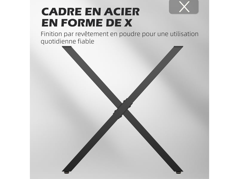  Lot de 2 pieds de table en forme en croix 70 x 72 cm noir design industriel pour table basse table de chevet  - Conforama R