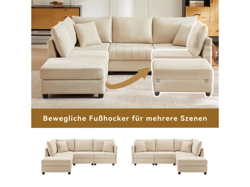 Canapé d'angle, canapé convertible, 5 places, design moderne, pour salon, adapté à l'espace de vie, appartement - Conforama W