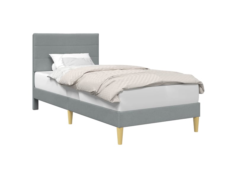  Lit simple- lit adulte -  cadre de lit avec tête de lit gris clair 80 x 200 cm tissu  - Conforama A