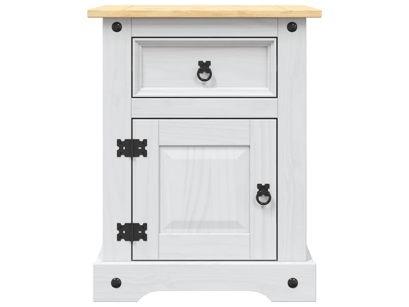  Table de chevet - cabinet de chevet - table de nuit gamme corona pin mexicain blanc 53x39x67 cm  - Conforama C
