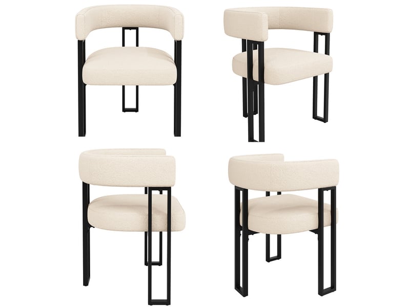  Lot de 4 chaise de salle à manger rembourrées - en tissu en flanelle - structure en métal - beige  - Conforama A