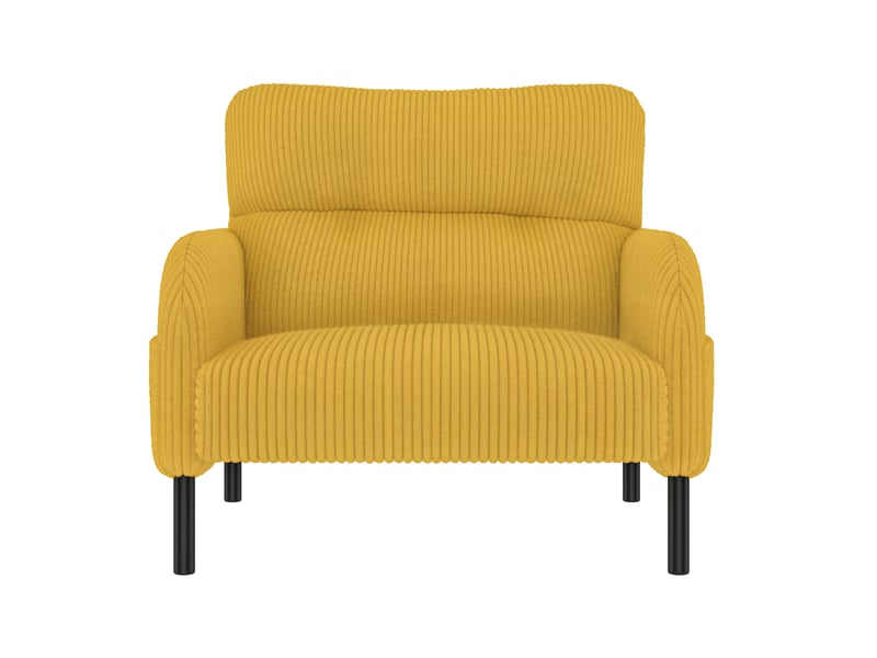  Fauteuil en velours côtelé jaune avec poches latérales  - Conforama A