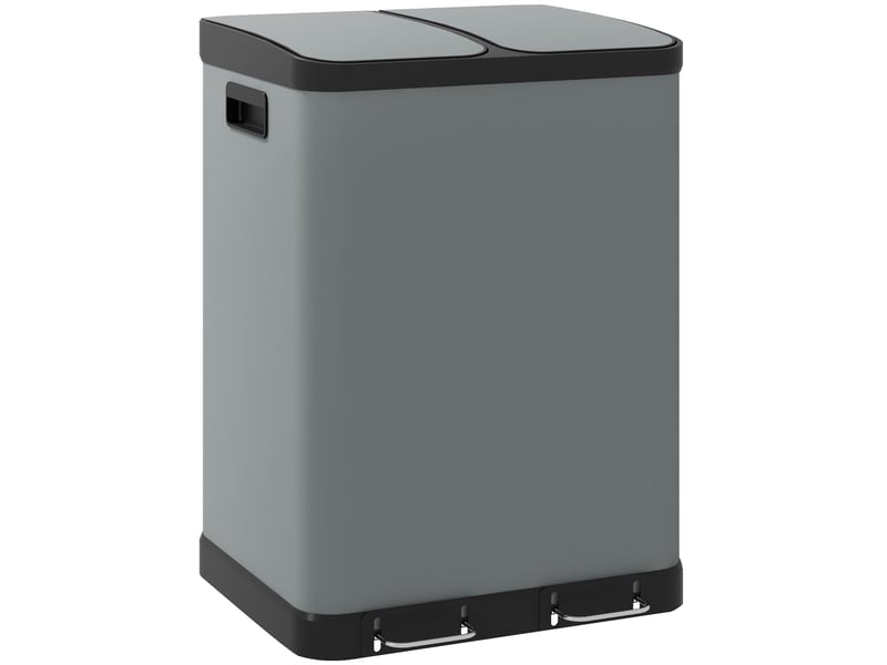  Poubelle 2x30l avec pédale, boîte de rangement pour déchets avec couvercle et pédale, seau à déchets en métal avec bac intérieur pour salon et bureau, 48,8x39,5x67cm  - Conforama A