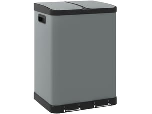 Poubelle 2x30l avec pédale, boîte de rangement pour déchets avec couvercle et pédale, seau à déchets en métal avec bac intérieur pour salon et bureau, 48,8x39,5x67cm