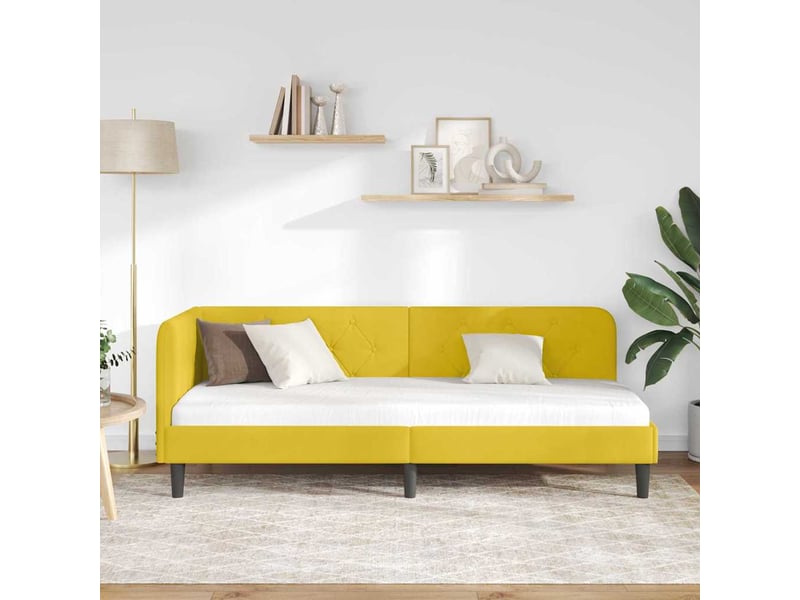  Lit simple- lit adulte -  cadre de lit d'angle jaune 80 x 200 cm velours  - Conforama C