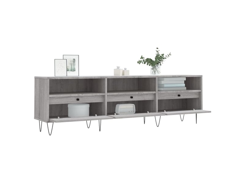  Meuble tv - banc tv - meuble de rangement sonoma gris 150x30x44,5 cm bois d'ingénierie  - Conforama D