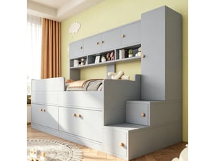 Lit combiné 90x200 cm <strong>CHICFURN</strong> <strong></strong> coloris gris