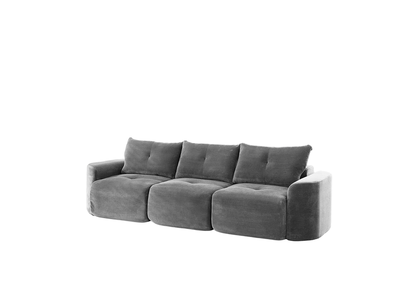  Canapé modulable 3 places 2+1 en velours côtelé gris anthracite homvra  - Conforama A