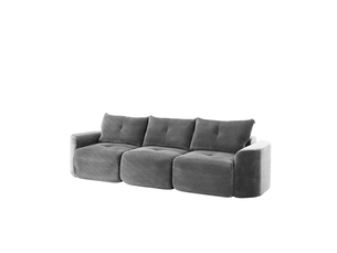 Canapé modulable 3 places 2+1 en velours côtelé gris anthracite homvra