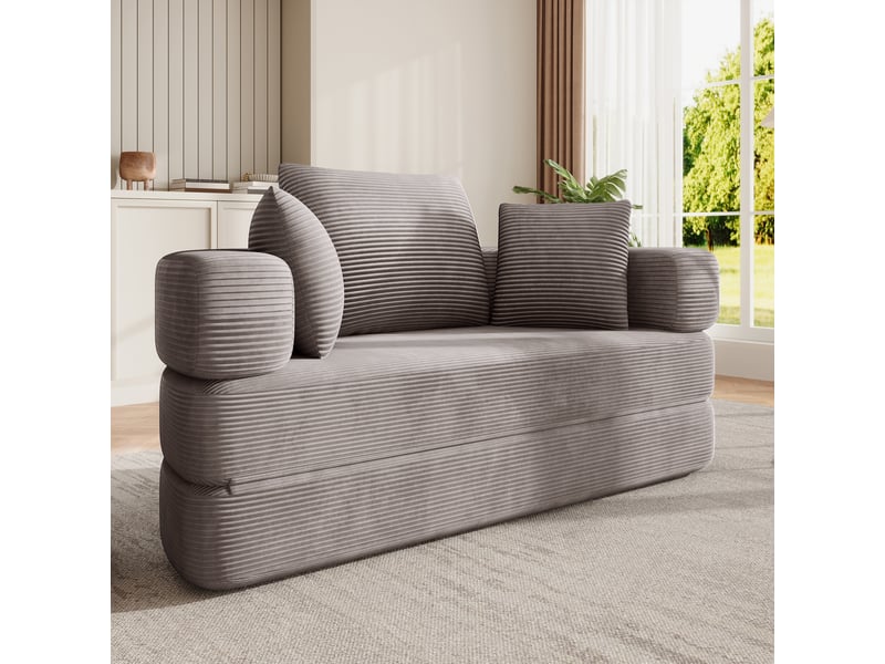  Canapé-lit pliant ovale sans pieds, avec coussins, modulaire, tissu velours côtelé, 173 x 176 cm, appartement, salon, chambre  - Conforama D