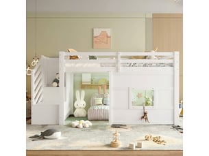Lit mezzanine 90x200 cm <strong></strong>  <strong></strong> coloris blanc