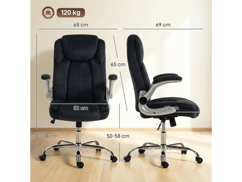  Chaise de bureau elaian ergonomique accoudoirs rabattables noir  - Conforama E
