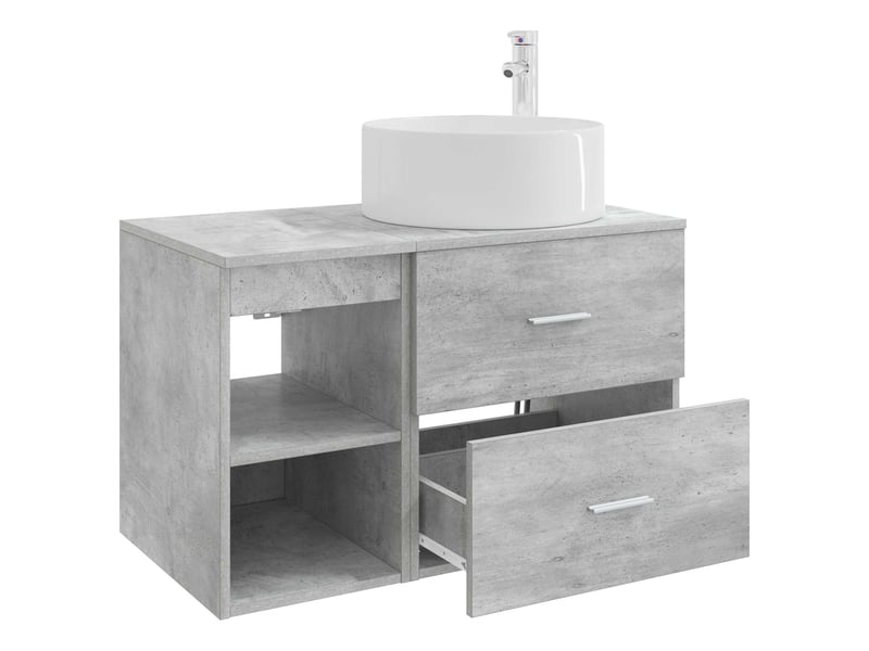 Ensemble de mobilier de salle de bain 2 pcs gris béton shl6529 - Conforama D