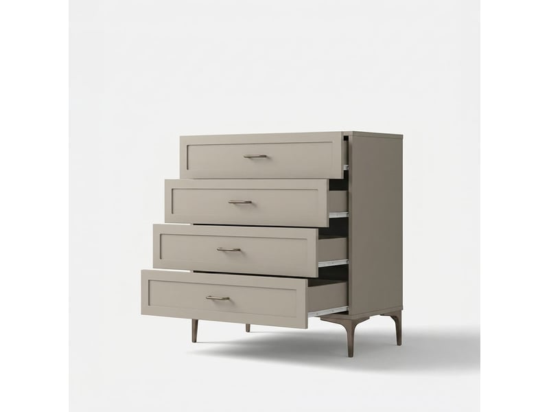  Commode 4 tiroirs en mélaminé pour chambre solaria - gris tourterelle  - Conforama C