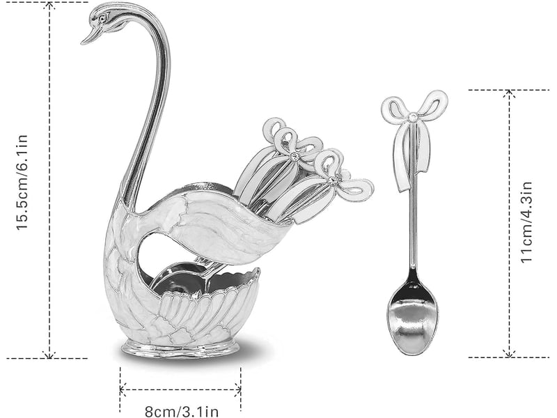  Couverts à café 6 pièces, ensemble de cuillères à dessert avec support décoratif, cuillère à café pour cuillère à cafédessertcrème glacée  - Conforama B