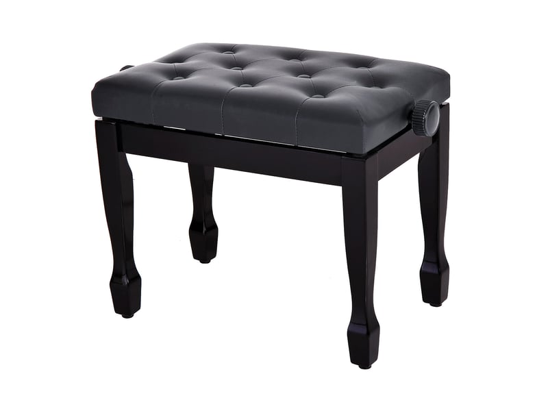 Tabouret Piano Réglable HOMCOM - Banquette Capitonnée Noir - Bois Et Synthétique - Hauteur 45-55cm
