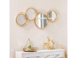 Lot de 4 miroirs muraux ronds 107x56 cm dorés en métal, décoration murale pour salon, chambre ou bureau