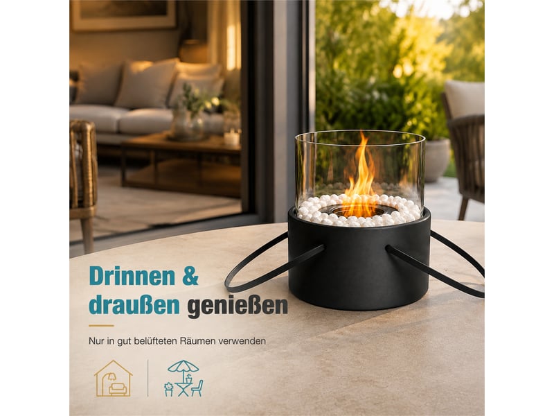  Zmh cheminée éthanol de table portable métal noir pour balcon terrasse camping  - Conforama E