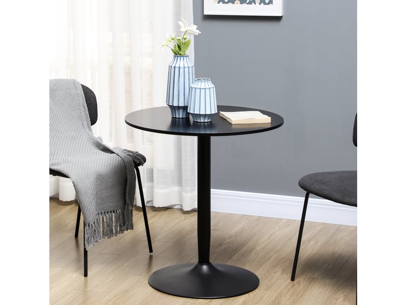  Table de salle à manger ronde pour 2 personnes avec pied en acier et base antidérapante, pour cuisine, ø70 × 75 cm  - Conforama B