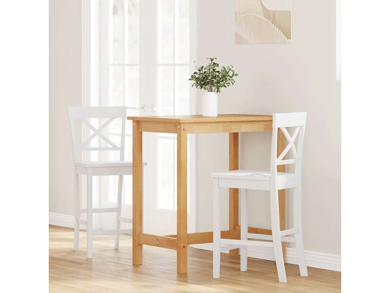  Lot de 2 tabouret de bar, chaise de bar en bois massif blanc et caoutchouc shl28441  - Conforama C