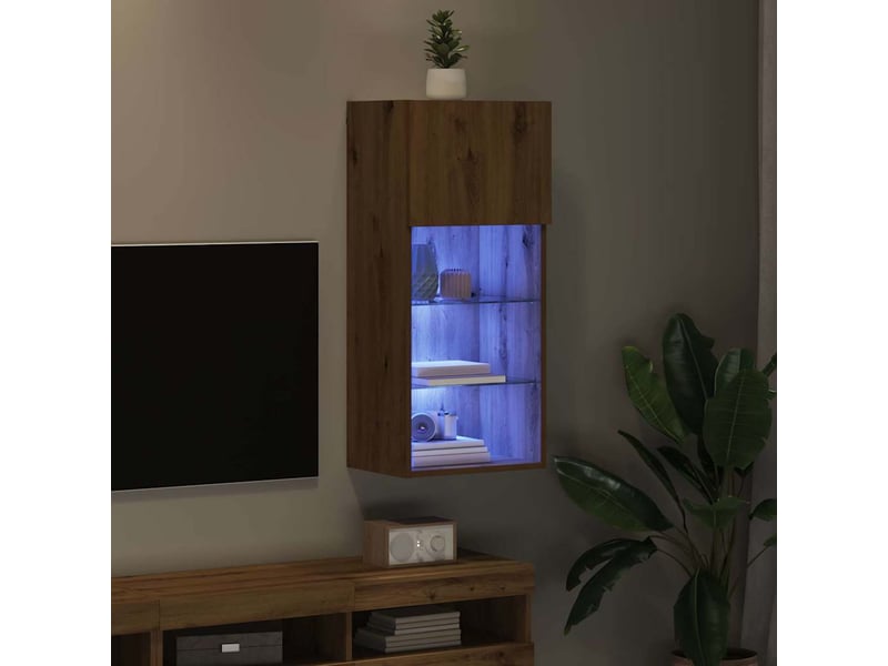  Meuble tv - banc tv - meuble de rangement mural 40,5 x 30 x 90 cm chêne artisanal  - Conforama E