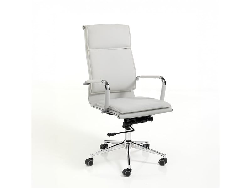 Chaise de bureau ergonomique en simili cuir avec roulettes paly - blanc  - Conforama A