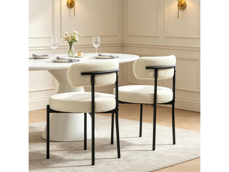  Lot de chaises chaise repas à dossier en tissu 2 chaises pieds en acier  - Conforama B