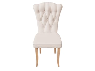 Lot de 2 chaises de salle à manger en velours beige – style français vintage, dossier capitonnée et clous décoratifs