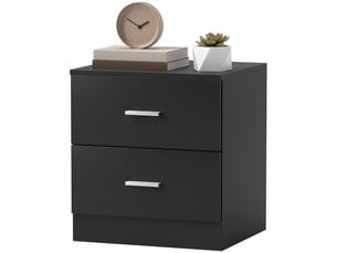 Table de chevet moderne avec 2 tiroirs, idéale pour le salon ou la chambre, 45 x 39,5 x 49 cm, noire.