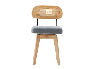 Chaise pivotante 360° lot de 2, chaises de cuisine style mid-century moderne, dossier tressé et assise rembourrée gris chenille