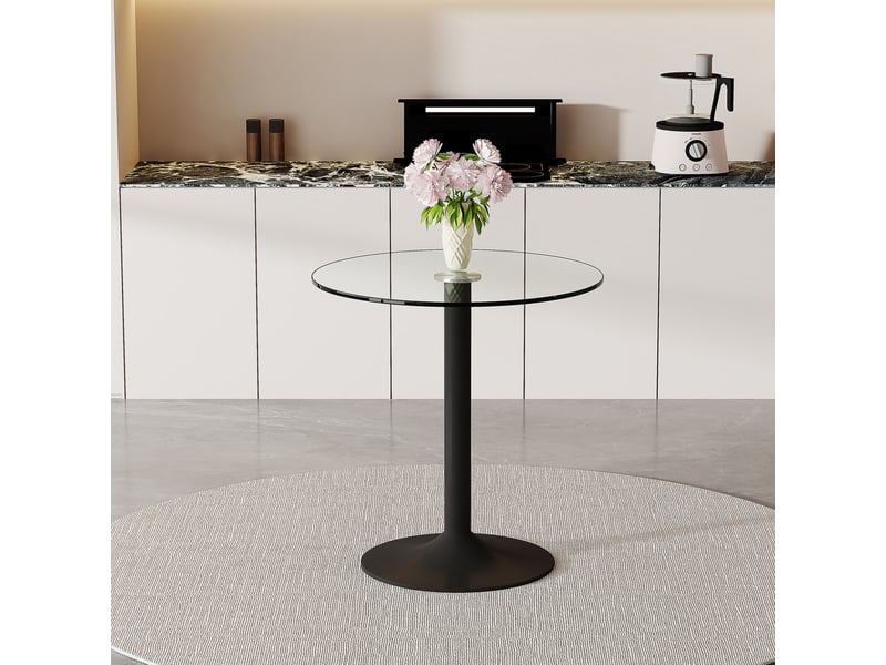  Table de bar, 89 cm, ronde table bar table haute style épuré base moderne plateau, pratique, métal, coloris transparent  - Conforama B