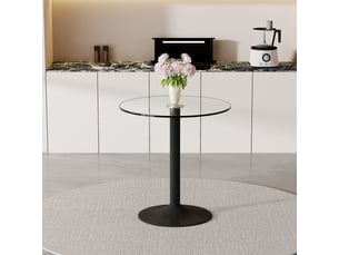 Table de bar, 89 cm, ronde table bar table haute style épuré base moderne plateau, pratique, métal, coloris transparent