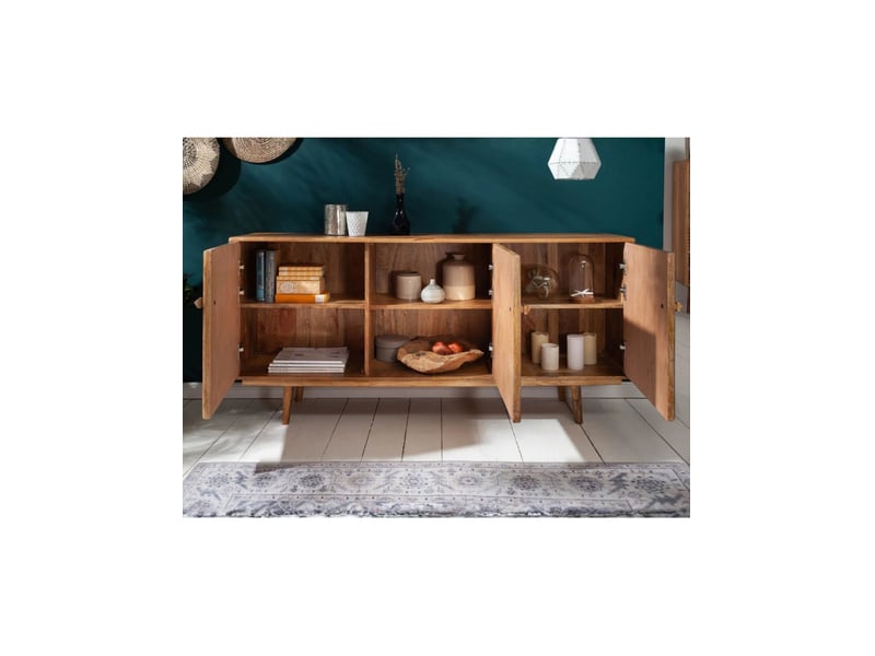  Buffet azra 160 cm en bois de manguier – 3 portes aux motifs géométriques  - Conforama E