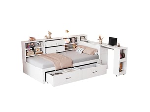 Lit avec rangement 90x200 cm MEUBLIV   coloris blanc
