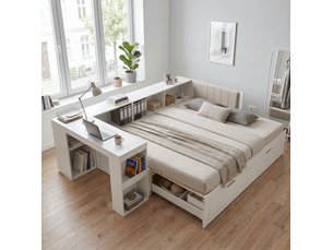 Lit combiné 180x200 cm HOMVRA coloris blanc
