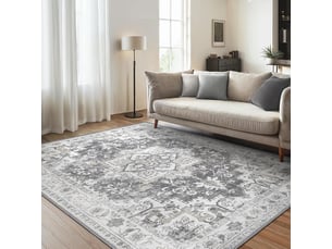 1 tapis de salon gris vintage, 80 x 120 cm, envers antidérapant, lavable, poils ras, convient pour cuisines, salles à manger, bureaux et chambres