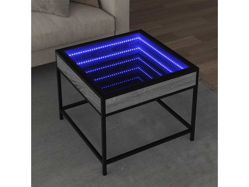 Table basse - table de salon - table à thé avec led infinity sonoma gris 50x50x41 cm - Conforama B