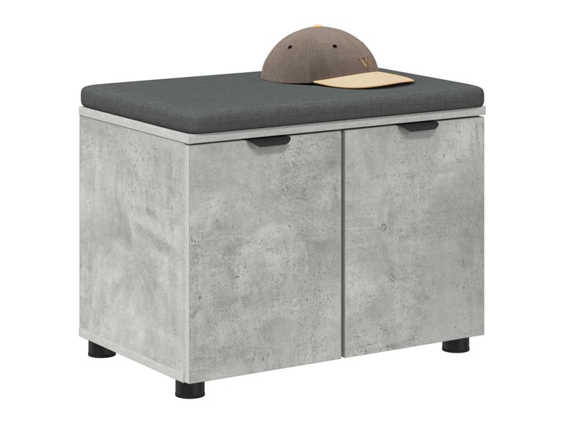  Banc d'entrée, banc interieur avec coussin gris béton 60x38x46 cm shl6983  - Conforama C