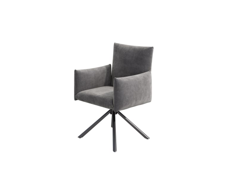  6 chaises salle à manger velours gris, pivotantes 360°, soutien lombaire, pieds métal – salon et bureau  - Conforama E