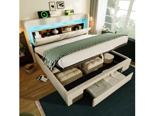 Ensemble matelas et sommier 160x200 cm Ressorts ensachés + mousse FLORAGRACE soutien Medium épaisseur 25 cm